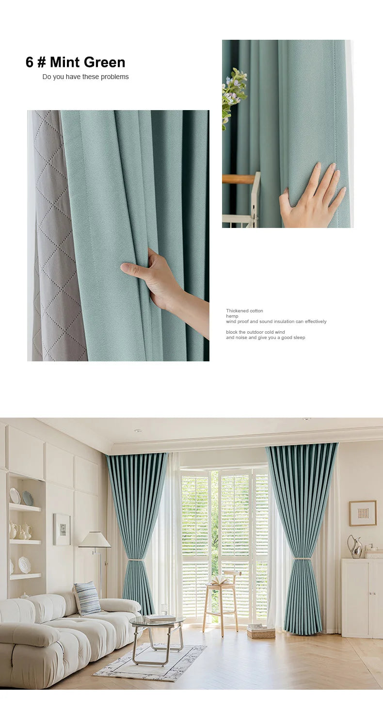 Rideau occultant coupe-vent pour fenêtre de salon, épais et chaud, insonorisé, pour l'hiver et le froid, pour chambre à coucher