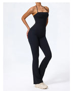 Nouvelle combinaison de yoga sans manches pour femme, salopette évasée de sport à dos nu pour la gym, tenue de sport pour femme