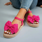 Femmes sandales 2026 nouveau été sandales légères mode plage pantoufles décontractées en plein air nœud papillon chaussures plates maison plate-forme sandales