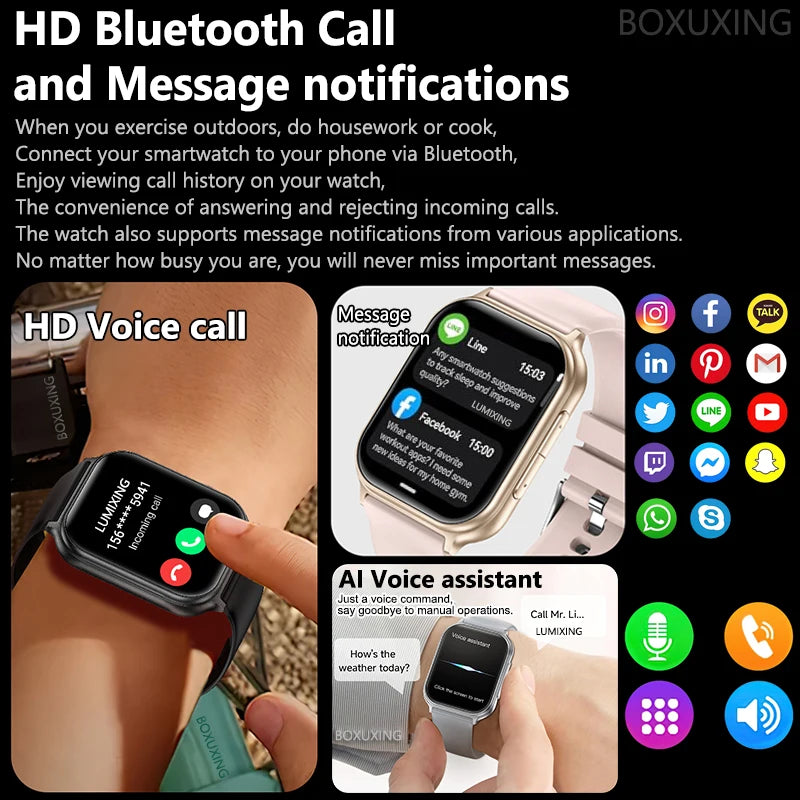 Nouvelle montre connectée 2026 pour femmes, suivi sportif et de forme physique, étanche IP68, fréquence cardiaque 24h intégrée, appels Bluetooth, montre connectée tendance pour femmes