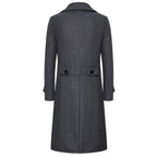 Coupe-vent long en laine à double boutonnage pour hommes, col rabattu, coupe couvertes, vêtements d'extérieur pour hommes, mode printemps, automne