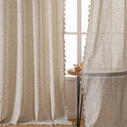 Rideaux en lin naturel de 84 pouces de longueur, pour salon, 1 panneau, semi-transparent, neutre, pays rustique