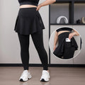 Leggings de Yoga faux deux articles, grande taille, 200lb, avec poches, jupe taille haute en peau de requin, pantalon d'entraînement, collants Slim