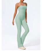 Nouvelle combinaison de yoga sans manches pour femme, salopette évasée de sport à dos nu pour la gym, tenue de sport pour femme