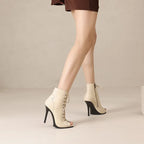 Chaussures de danse à lacets pour femmes, escarpins sexy noirs, talons hauts à tube court, bottes courtes à semelle souple, chaussures spécifiques DN