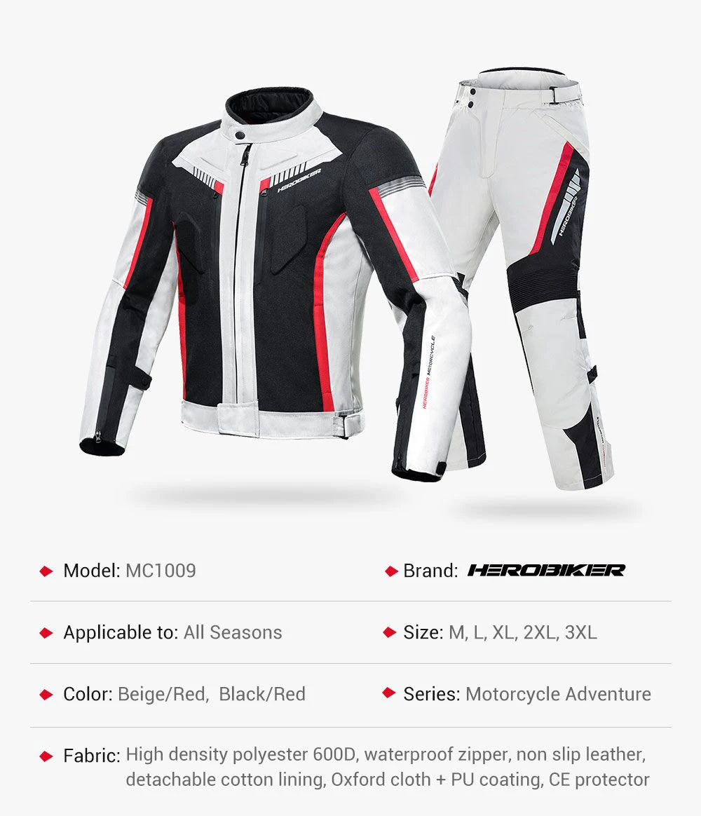 HEROBIKER veste de Moto imperméable homme veste de course pantalon de Moto portable vêtements de Moto avec Protection EVA