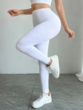 Leggings taille haute pour femmes, couleur unie, Sexy, taille élastique, pantalon de Yoga décontracté, toutes saisons