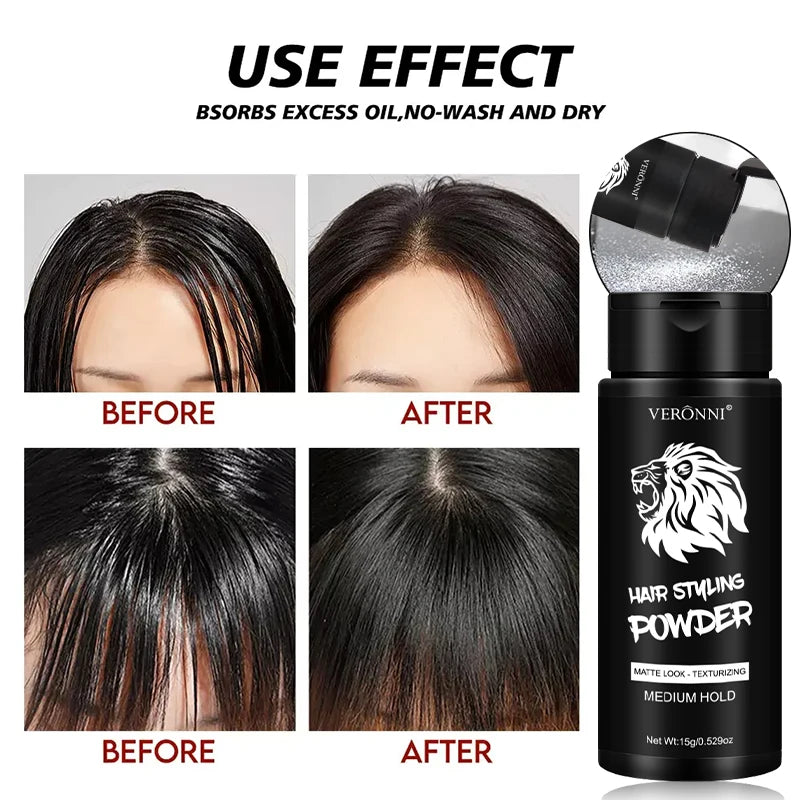 Poudre volumisante pour cheveux, poudre volumisante anti-graisse, facile à utiliser, tenue longue durée pour hommes et femmes, sans traces sur les cheveux