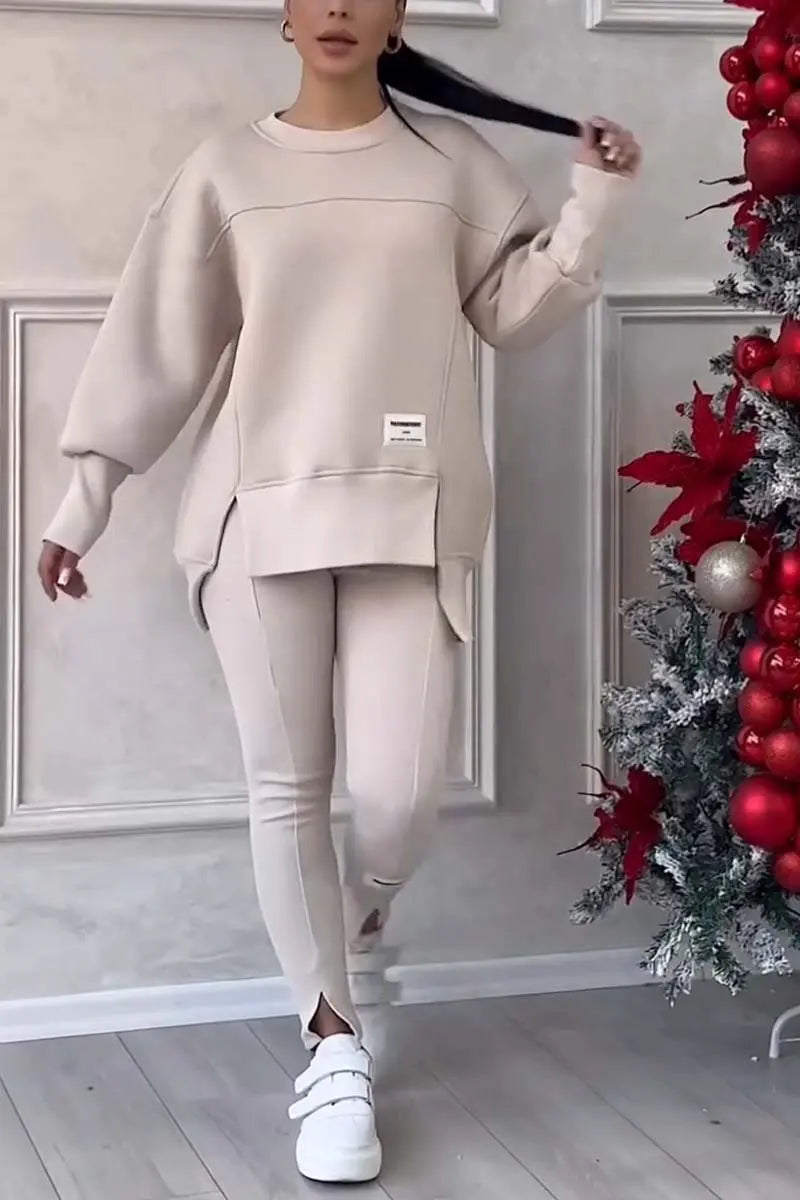 2 pièces femmes Sport costume sweat à capuche hiver ample haut irrégulier + Leggings pantalon décontracté survêtement tenue Sport deux pièces ensemble