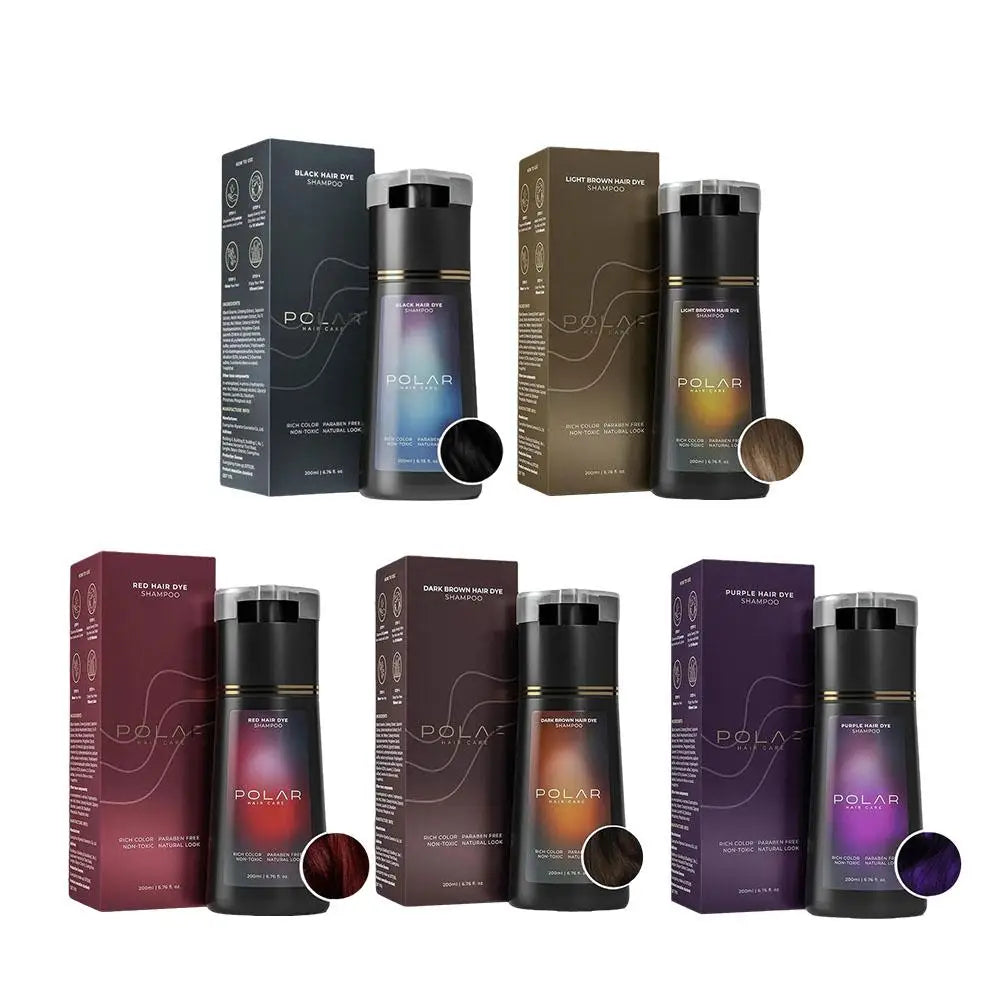 Shampoing de teinture capillaire pour cheveux gris pour femmes et hommes, Kit de teinture capillaire naturelle, Semi-permanent, noir, marron, violet, 200ml
