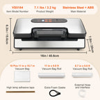 SucceBuy 90Kpa 130W Machine d'emballage alimentaire scelleuse sous vide avec 10 sacs sous vide gratuits pour la cuisine domestique scellage des aliments sous vide