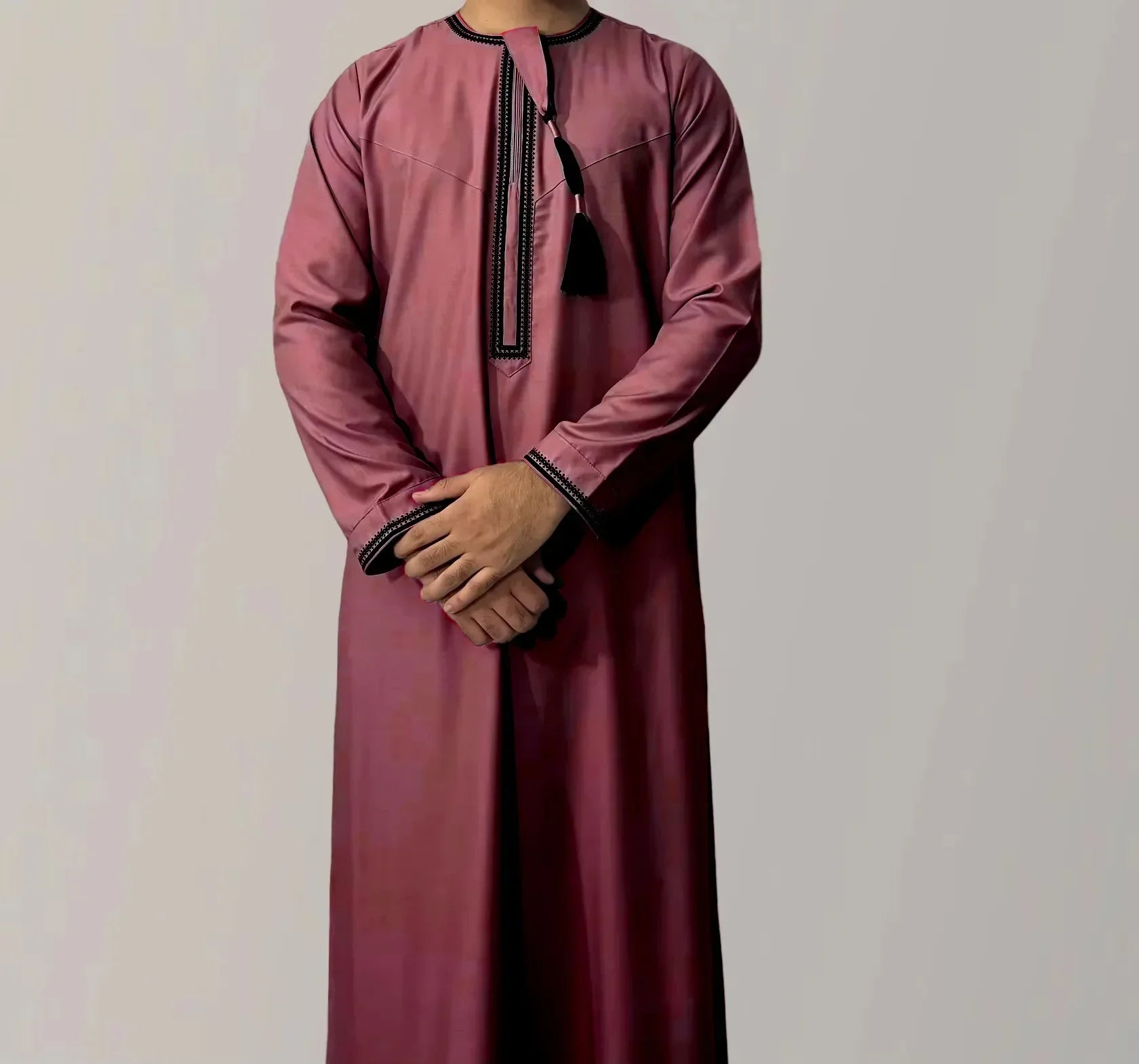 Nouveaux hommes musulmans à manches longues Robe pull Abaya Daffah Jubba Thobe Pakistan saoudien arabe caftan Islam vêtements Robe de prière Afghan
