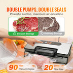 SucceBuy 90Kpa 130W Machine d'emballage alimentaire scelleuse sous vide avec 10 sacs sous vide gratuits pour la cuisine domestique scellage des aliments sous vide