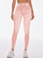 Femmes dos en V Jean Leggings pantalons de Yoga de gymnastique décontracté élastique exercice d'entraînement Fitness course collants de Fitness