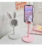 Support de téléphone portable de bureau en forme de lapin de dessin animé mignon, support de téléphone réglable pour iPhone, iPad, Samsung, smartphone, support de table