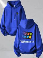 Windows 95 graphique Vintage pour les passionnés de technologie tenue de rue décontractée imprimé matériau doux pull à capuche motif haut unisexe