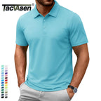 TACVASEN-Polo d'été 72% en coton pour homme, t-shirt de golf respirant, sport actif, randonnée, t-shirts de travail décontractés
