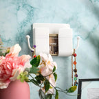 Support mural adhésif pour téléphone avec crochets, boîte de rangement pour téléphone portable, télécommande, boîte de rangement pour chambre à coucher, outils de cuisine