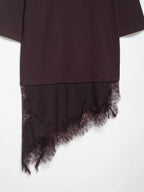 T-shirt asymétrique à manches mi-longues pour femmes, avec garniture en dentelle, pour la rentrée scolaire, tenue décontractée quotidienne, haut polyvalent à la mode, 4 couleurs