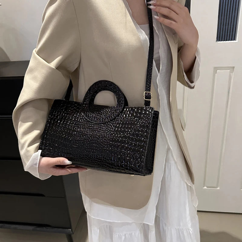 Sacs à main en cuir PU motif Crocodile pour femmes, sac carré vert, marque de mode, sacs à bandoulière, pochettes féminines