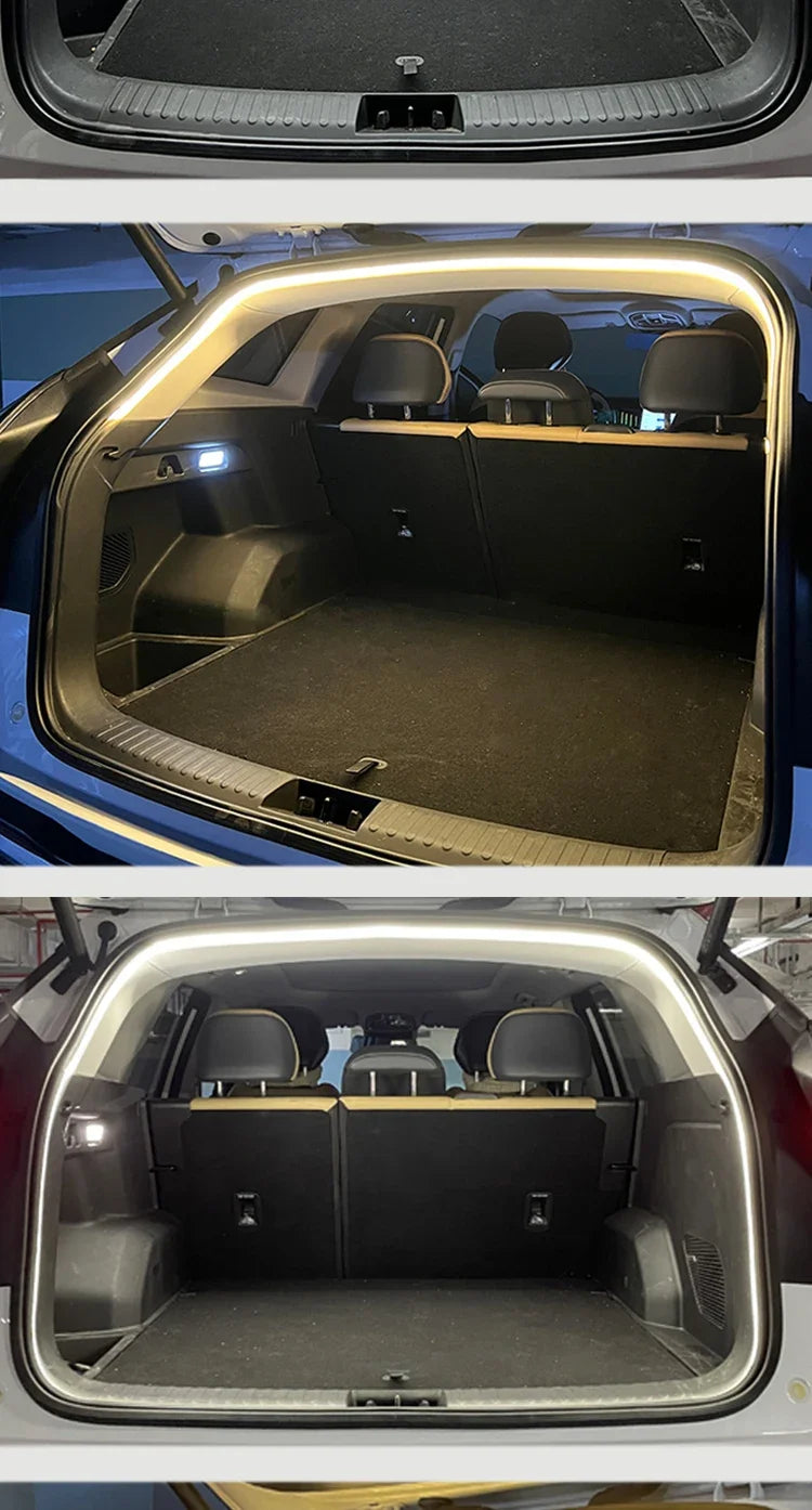 Éclairage de coffre de voiture à haute luminosité, éclairage d'ambiance, décoration intérieure, bande lumineuse LED sans fil, détection automatique, éclairage de hayon