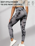 Leggings de teinture par nouage taille haute pour femmes, collants d'athlétisme, de Yoga, de course, de gymnastique, non transparents, Push Up, Fitness