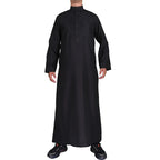 Hommes décontracté caftan ample musulman Thobe Jubba Dishdasha Thawb Robe islamique Abaya arabe couleur unie Robe