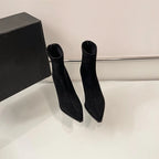 Bottines à talons hauts et bout pointu pour femme, chaussures de soirée de danse élégantes, à la mode, courtes et fines, extensibles, automne et hiver