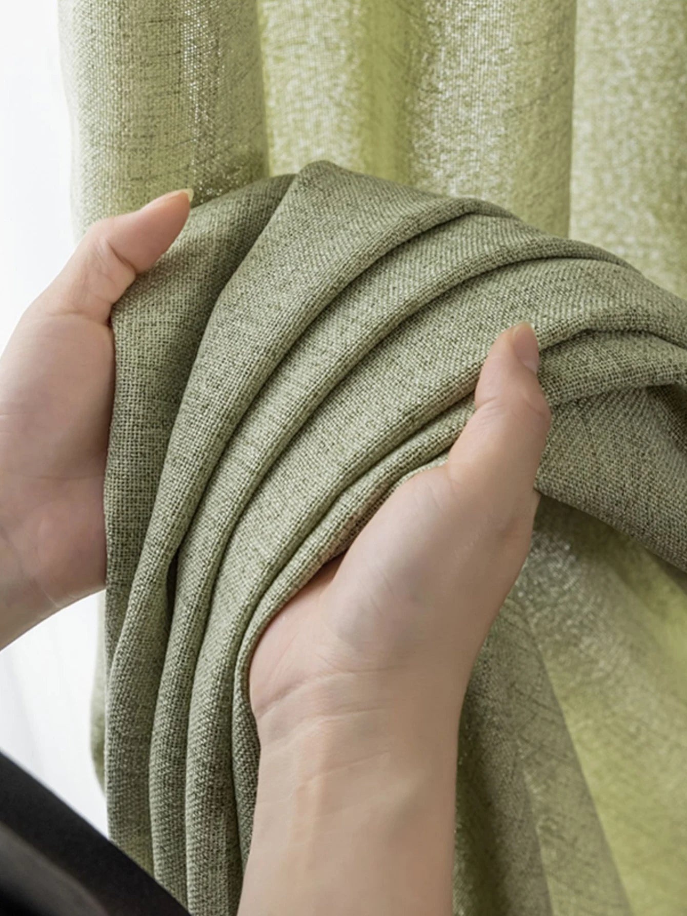 Printemps et été matcha japonais, rideaux en coton et lin vert rideaux transparents, rideaux opaques, lin luxueux pour chambres à coucher