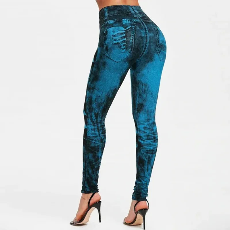 Legging taille haute pour femme, jean moulant, streetwear, push-up, décontracté, à la mode