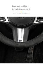 Housse en daim pour toutes les saisons, housse de volant de voiture, Ultra-mince, antidérapante, ronde, respirante, protection de volant automobile