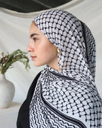 Châle Musulman en Mousseline de Soie Imprimé, Hijab Arabe du Moyen-Orient, Keffiyeh, Palestine, 180x70cm