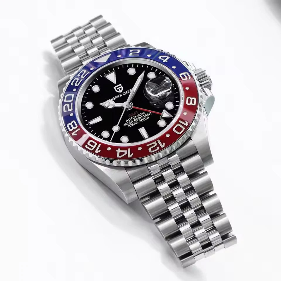 PAGANI DESIGN 40mm automatique GMT montre-bracelet en acier inoxydable étanche hommes montre haut de gamme mécanique sport montres hommes PD-1662
