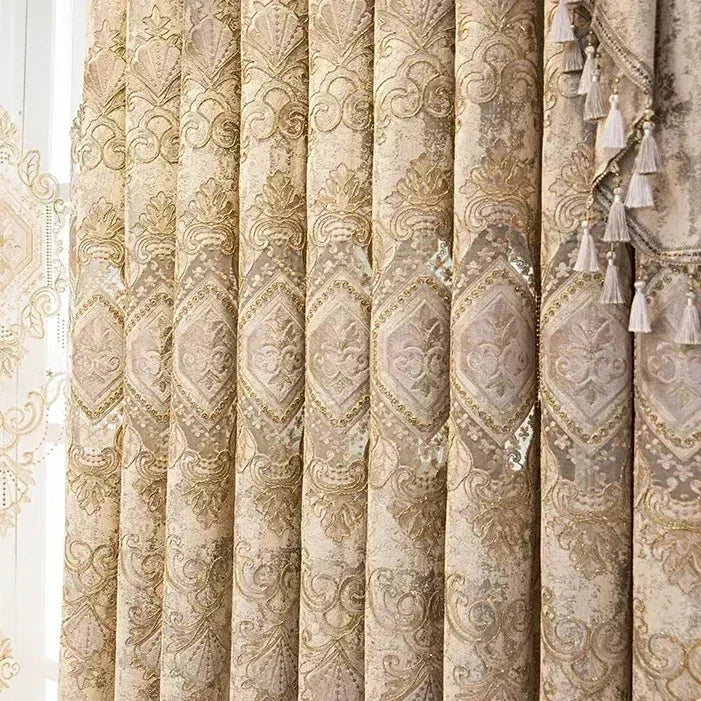 Rideaux de luxe brodés en Chenille européenne, pour salon, chambre à coucher, fenêtre, ensemble élégant, cantonnière, rideaux occultants personnalisés