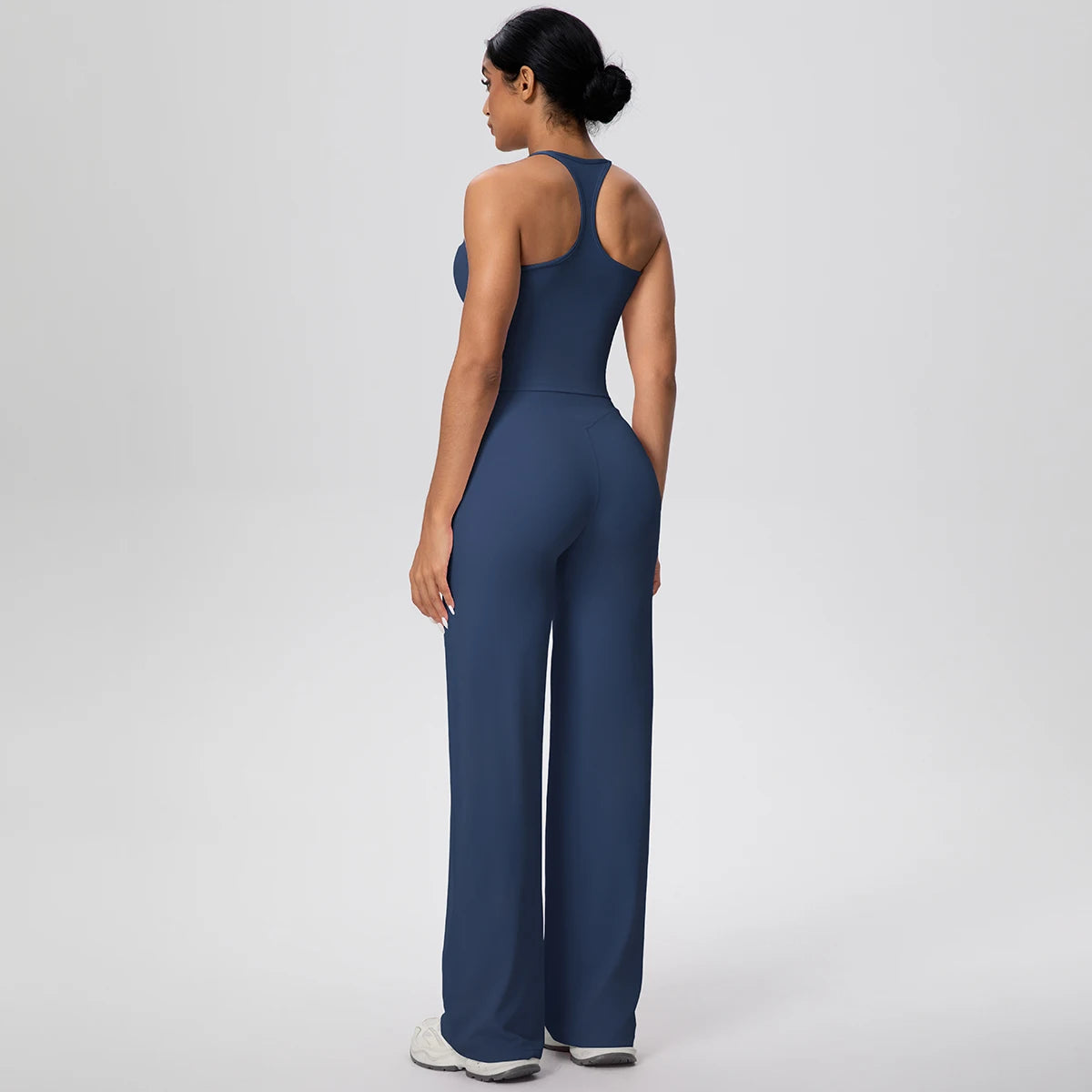 Ensemble de sport et Yoga pour femmes, 2 pièces, couleur unie, Slim, décontracté, gilet en forme de I avec coussinet de poitrine, séchage rapide, taille haute, pleine longueur