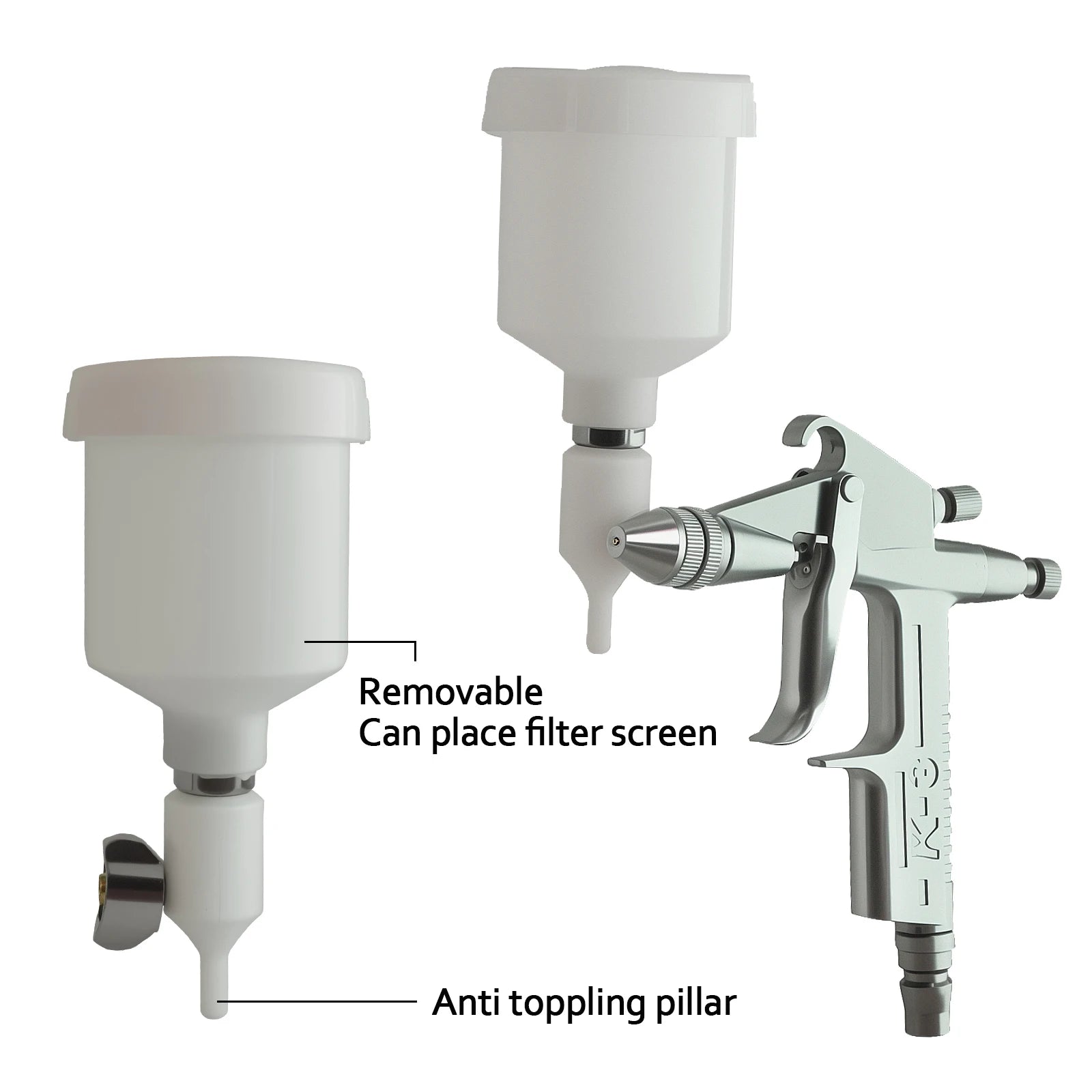 K-3 0.5mm Mini pistolet de pulvérisation pneumatique professionnel aérographe pulvérisateur alliage peinture atomiseur outils, avec tasse 125/150/250/400/600ml