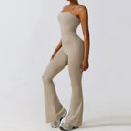 Nouvelle combinaison de yoga sans manches pour femme, salopette évasée de sport à dos nu pour la gym, tenue de sport pour femme