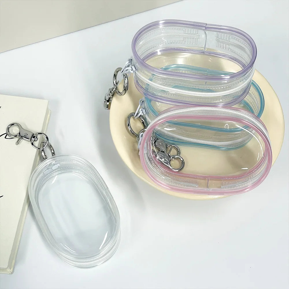 Mini sac de rangement Portable à fermeture éclair transparente, porte-clés poupée de dessin animé, jouet pour enfants, boîte mystère, organisateur pour écouteurs, chargeur, sac cadeau