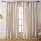 Rideaux en lin naturel de 84 pouces de longueur, pour salon, 1 panneau, semi-transparent, neutre, pays rustique