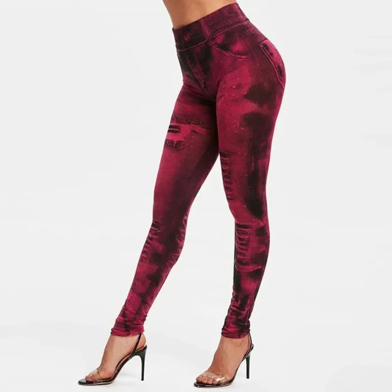 Legging taille haute pour femme, jean moulant, streetwear, push-up, décontracté, à la mode