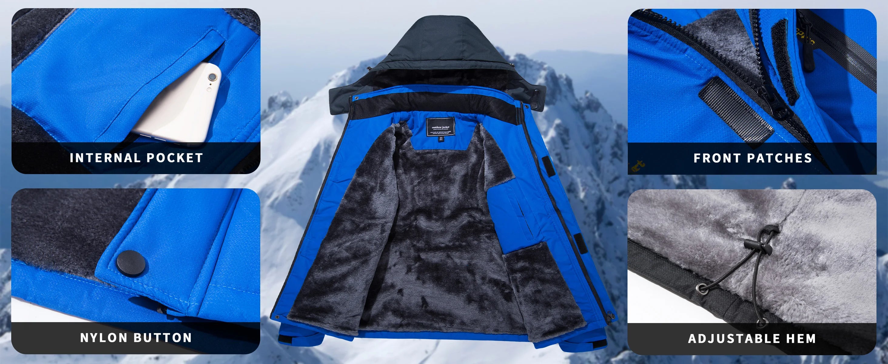 TACVASEN vestes de Ski d'hiver pour hommes manteaux polaires imperméables veste de Snowboard thermique isolée Parka imperméable avec capuche Parka homme