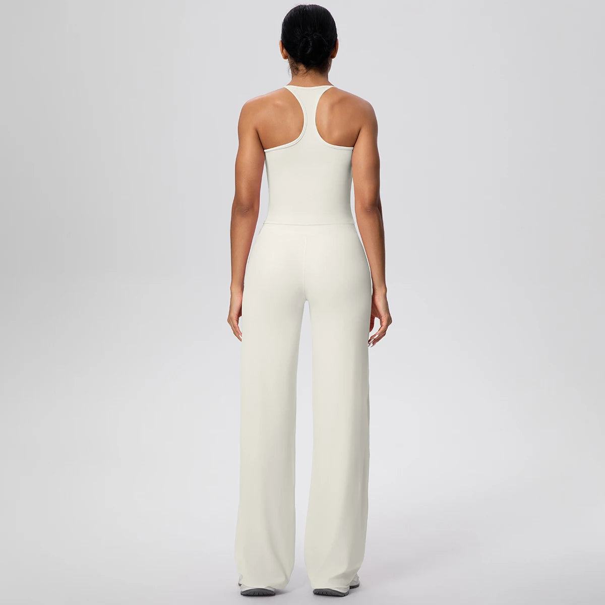 2 pièces/ensemble sport Fitness vêtements Yoga ensemble femme dos nu absorbant les chocs course en forme de I gilet mince jambe large pantalon Yoga ensemble