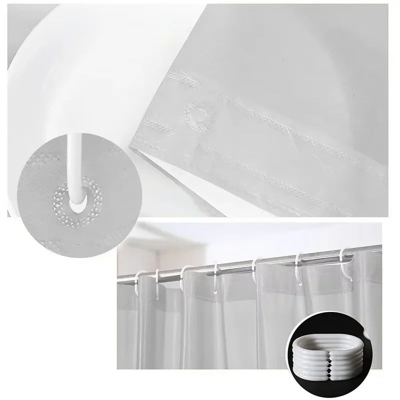 PEVA rideau de douche imperméable moisissure salle de bain rideau solide vague fenêtre Tulle maison luxe avec crochets lourd S pli ondulé douche