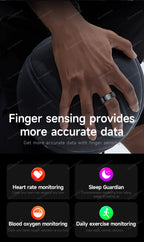 Anneau intelligent avec écran d'affichage et tactile, gestionnaire de santé, vidéo de balayage de gestes, étanche 5 ATM pour hommes et femmes, Smartring 2026, nouveau