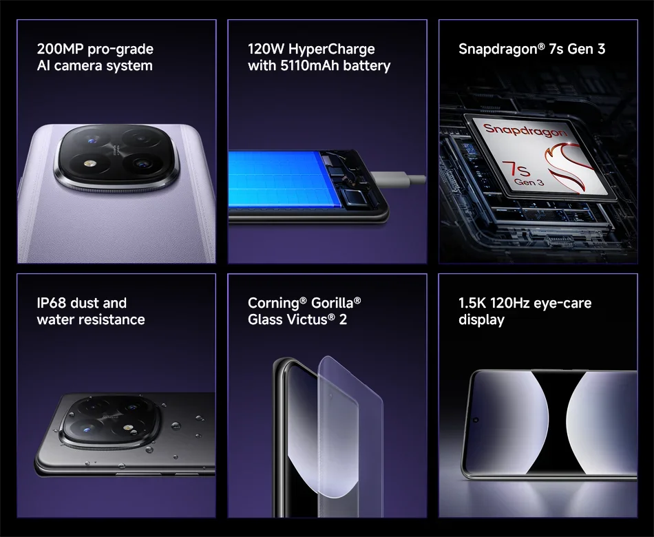 Xiaomi Redmi Note 14 Pro + Plus 5G Version mondiale téléphone portable 200MP AI caméra Snapdragon 7s Gen 3 120W HyperCharge 1.5K 120Hz IP68