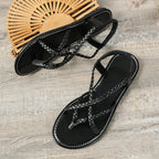 Sandales Creuses Tissées pour Femme, Chaussures de Plage Décontractées, à réinitialisation, pour la Marche, Nouvelle Mode, Été, 2026