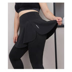 Leggings de Yoga faux deux articles, grande taille, 200lb, avec poches, jupe taille haute en peau de requin, pantalon d'entraînement, collants Slim