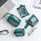 6 sacs de rangement transparents en maille pour pièces de monnaie et articles divers, pochettes organisatrices de cartes 3D portables, sacs cosmétiques, sacs de rangement de voyage