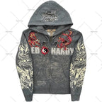 American Gothic Ro Skull Bones Oversized Hoodie Y2K Hip Hop Sle Streetwear No Brand Svel Other Material 00%