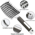 Brosse à cheveux peigne de Massage du cuir chevelu brosse à cheveux poils de sanglier en Nylon femmes humide bouclés démêlant brosse à cheveux Salon de coiffure outil de coiffure